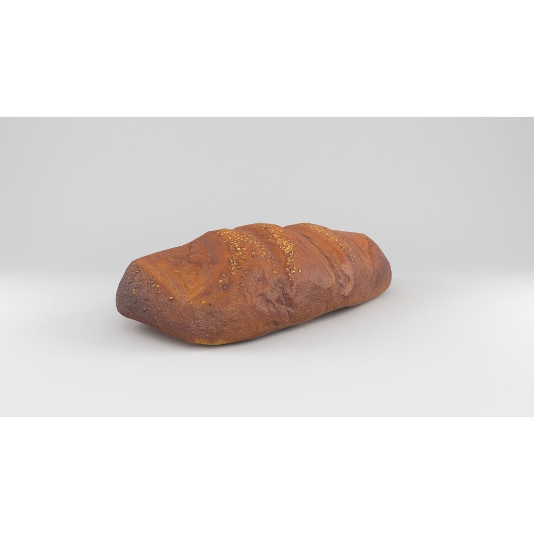 3D Bread Model – Low Poly Photoscanned Asset with PBR Textures - View 3