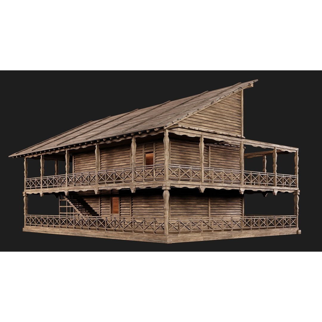 Old Wooden House 3D Model – Game Ready Low Poly, PBR Textures - View 10
