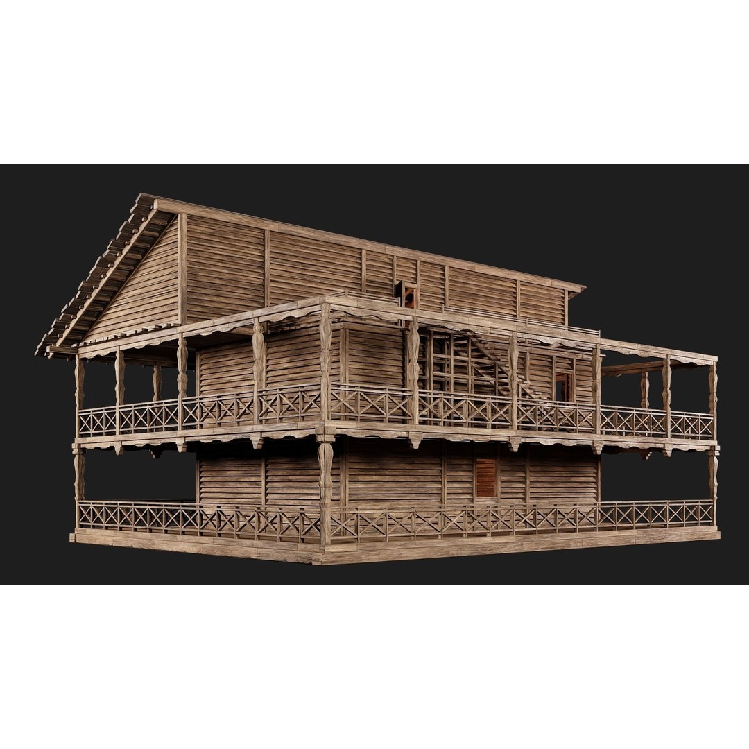 Old Wooden House 3D Model – Game Ready Low Poly, PBR Textures - View 11