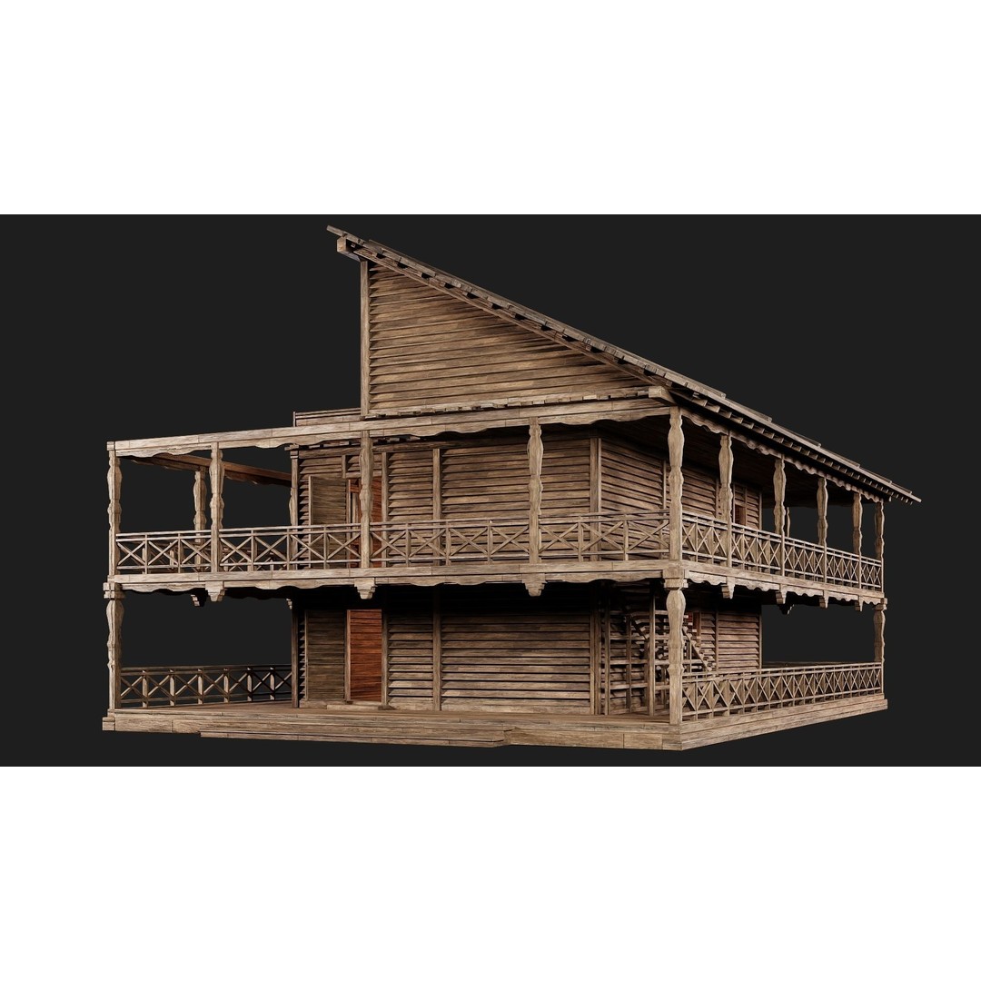 Old Wooden House 3D Model – Game Ready Low Poly, PBR Textures - View 12