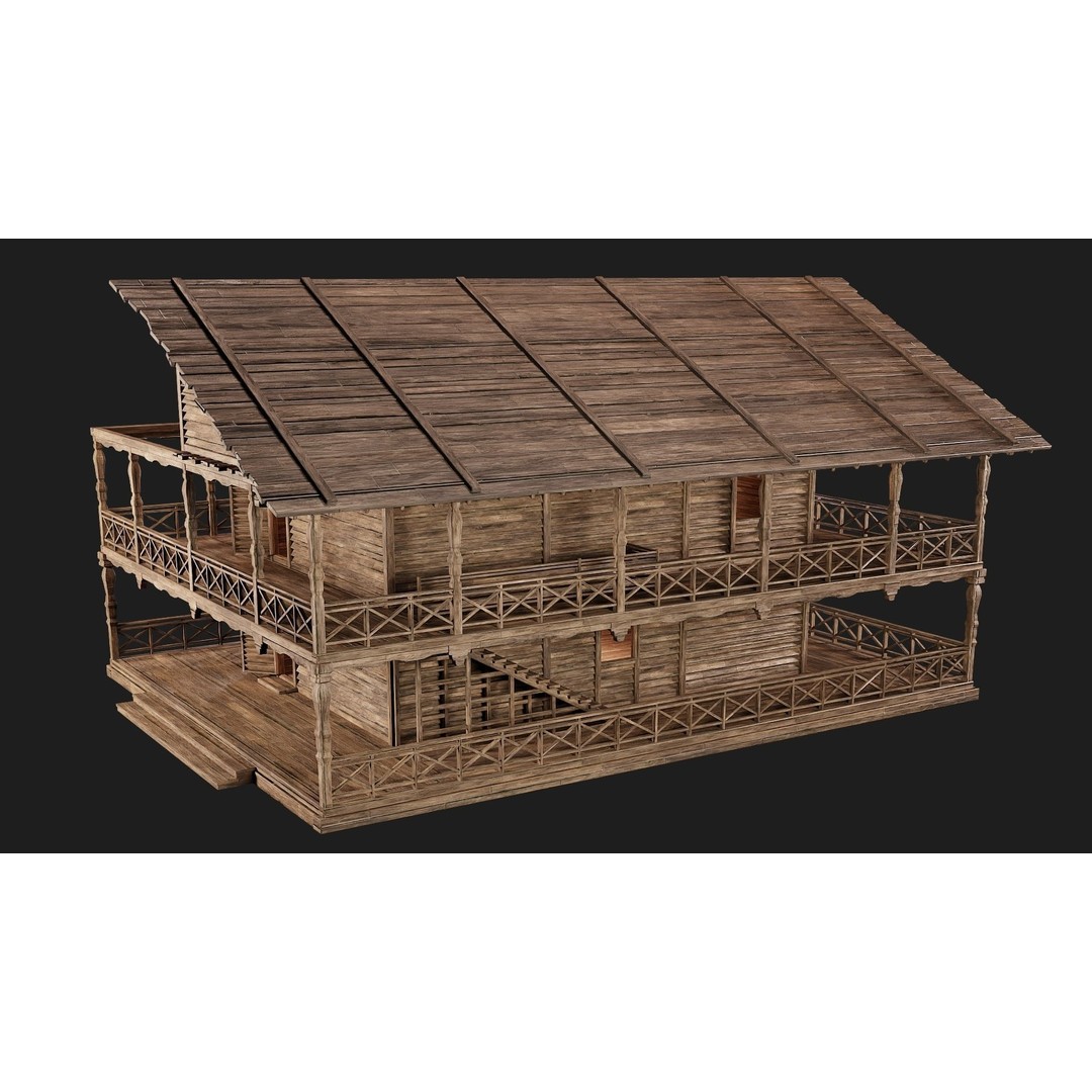 Old Wooden House 3D Model – Game Ready Low Poly, PBR Textures - View 13