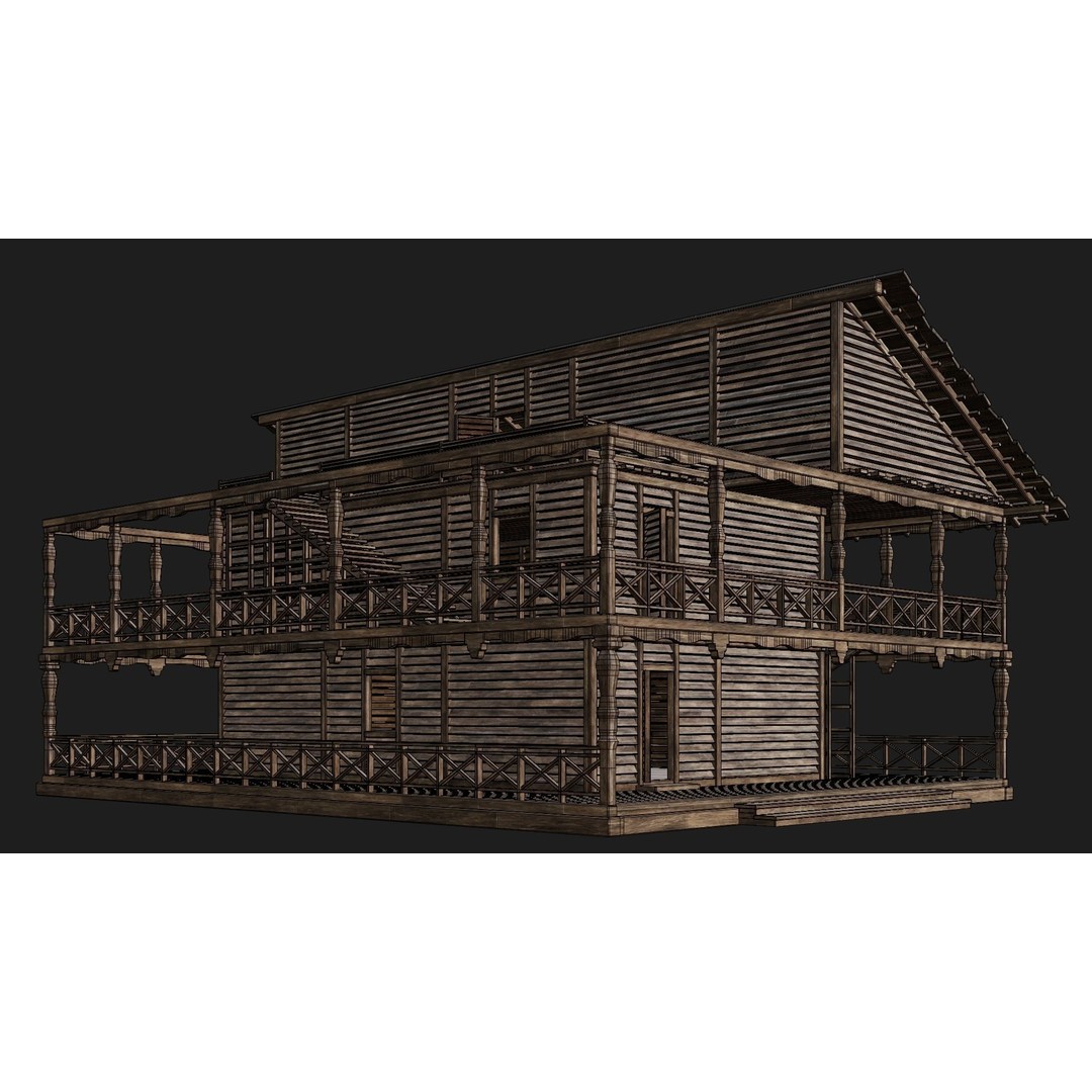 Old Wooden House 3D Model – Game Ready Low Poly, PBR Textures - View 8