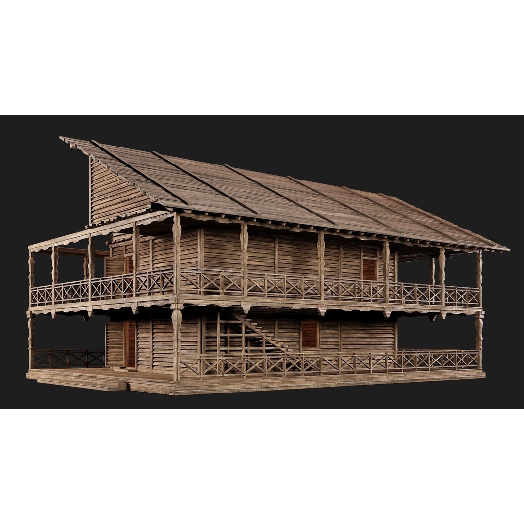 Old Wooden House 3D Model – Game Ready Low Poly, PBR Textures - View 9