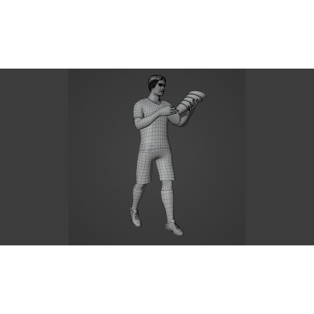Football Player 3D Model – Low Poly Game Ready Character, FBX - View 11