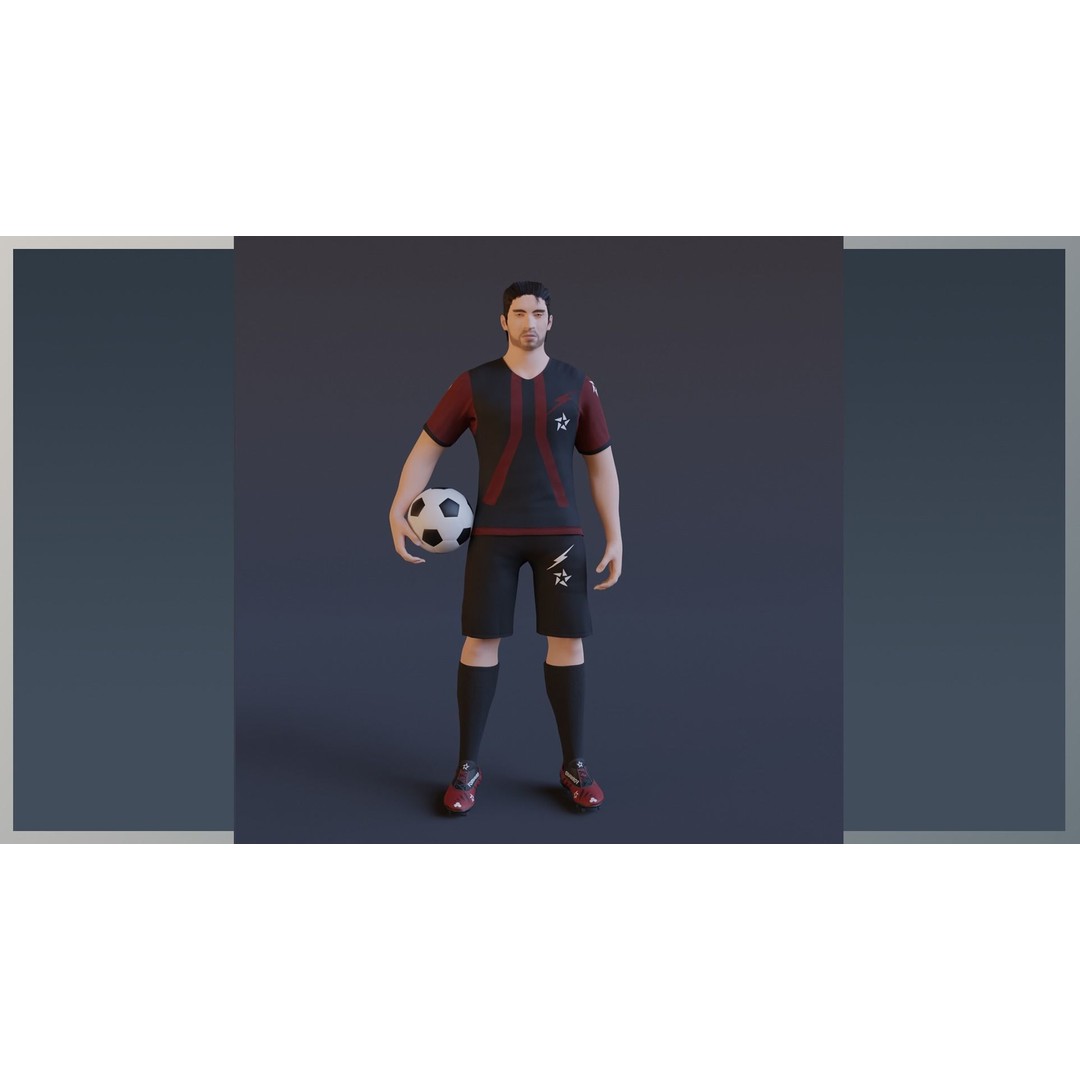 Football Player 3D Model – Low Poly Game Ready Character, FBX - View 4