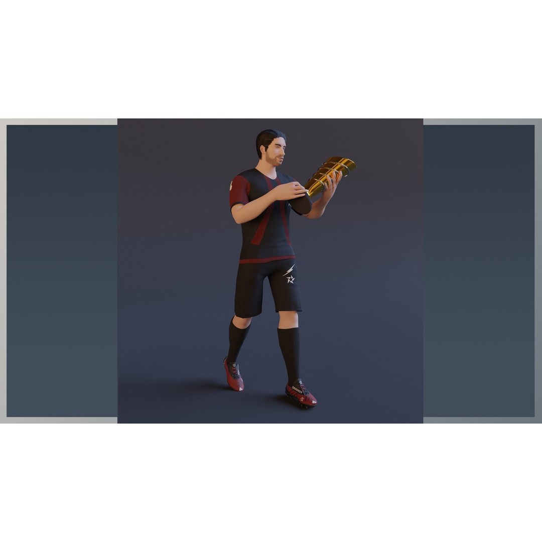 Football Player 3D Model – Low Poly Game Ready Character, FBX - View 6