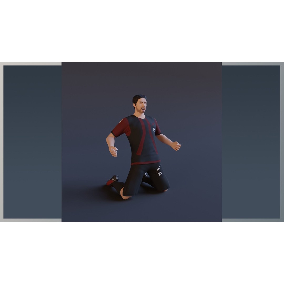 Football Player 3D Model – Low Poly Game Ready Character, FBX - View 7