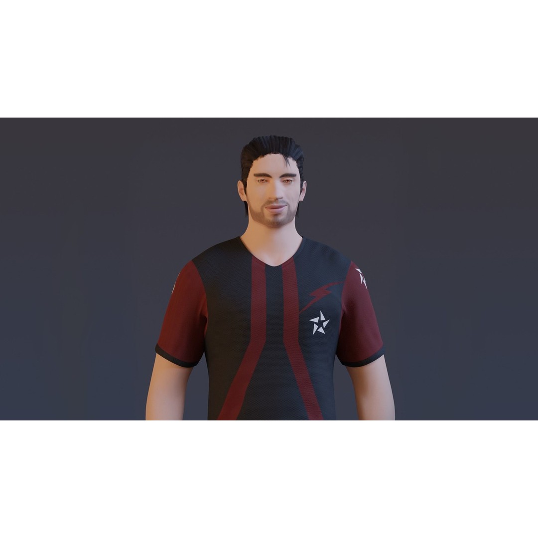 Football Player 3D Model – Low Poly Game Ready Character, FBX - View 8