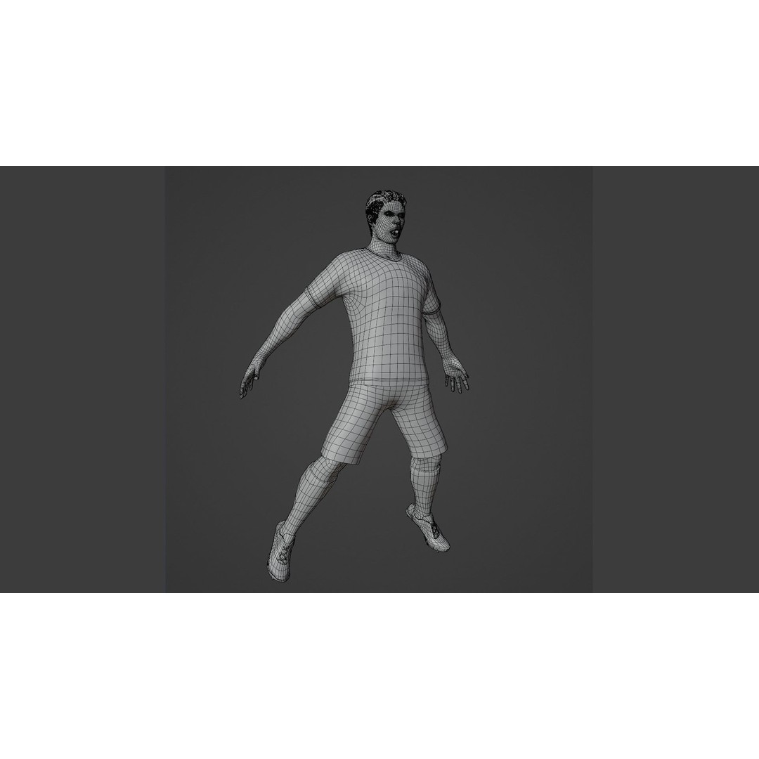 Football Player 3D Model – Low Poly Game Ready Character, FBX - View 9