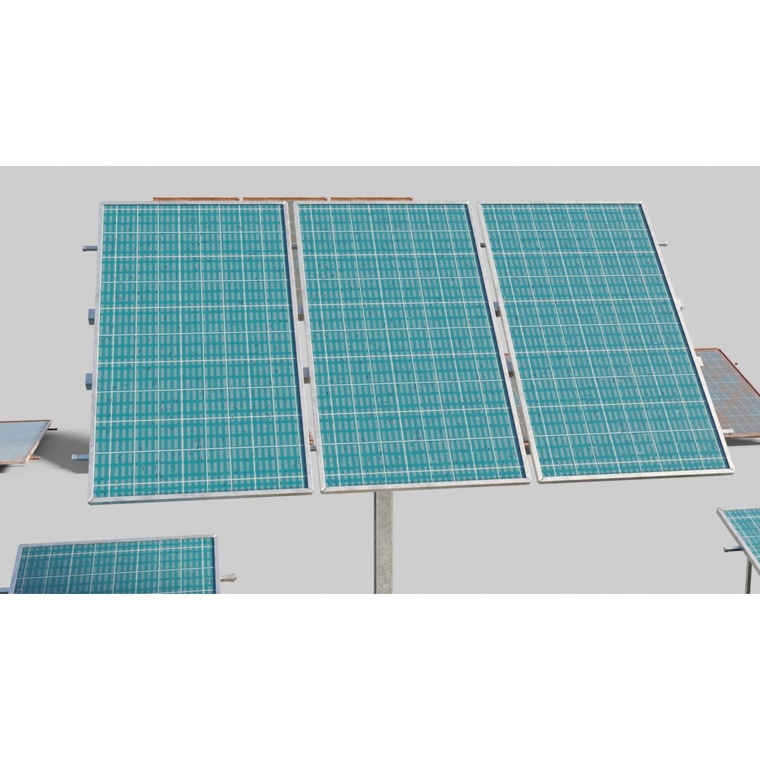 Solar Panels 3D Model – Low Poly PBR Textures for Archviz - View 14