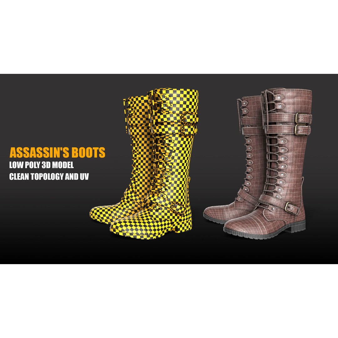 Assassin's Boots 3D Model – Low Poly Game Asset, FBX, PBR Textures - View 4