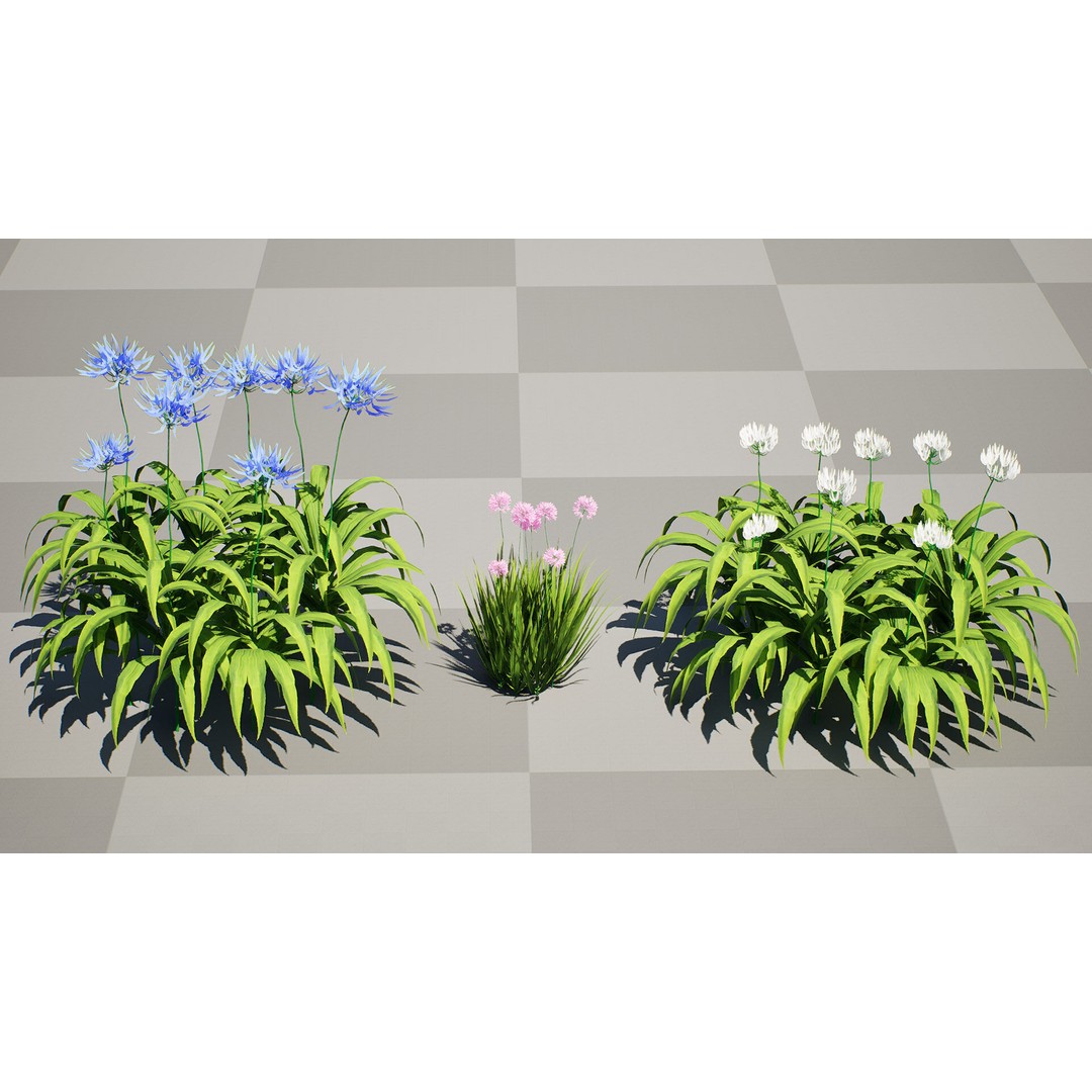 Flander Agapanthus Flowering Plants 3D Model – Low Poly PBR Asset, FBX - View 10