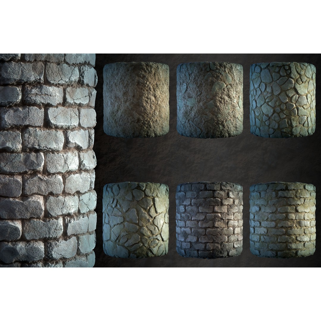 Stone Floor 3D Model – Stylized Natural Texture, SBS & SBsar - View 3