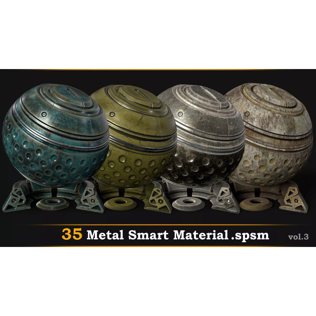Metal Smart Material 3D Model – 35 High-Quality Textures, SPSM - View 2