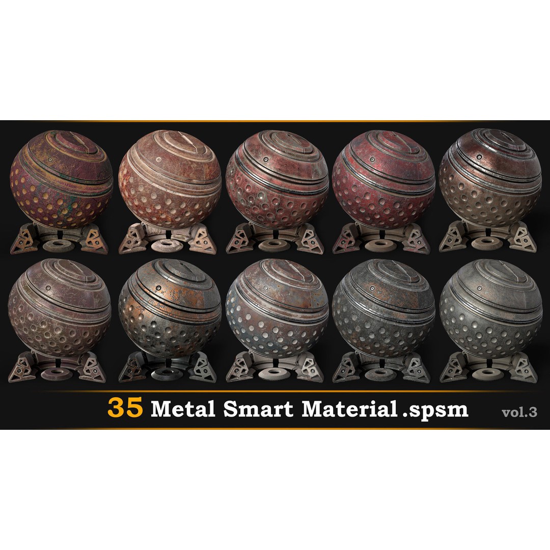 Metal Smart Material 3D Model – 35 High-Quality Textures, SPSM - View 4