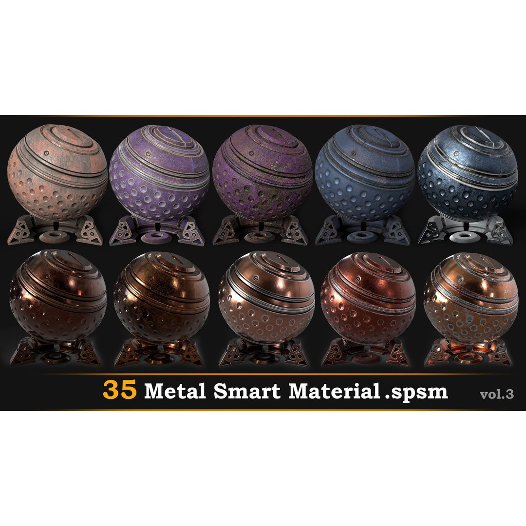Metal Smart Material 3D Model – 35 High-Quality Textures, SPSM - View 5