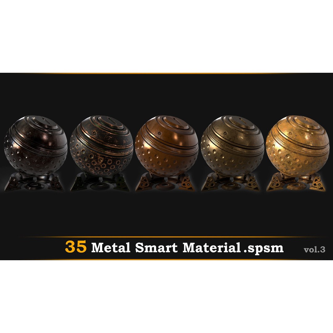 Metal Smart Material 3D Model – 35 High-Quality Textures, SPSM - View 6