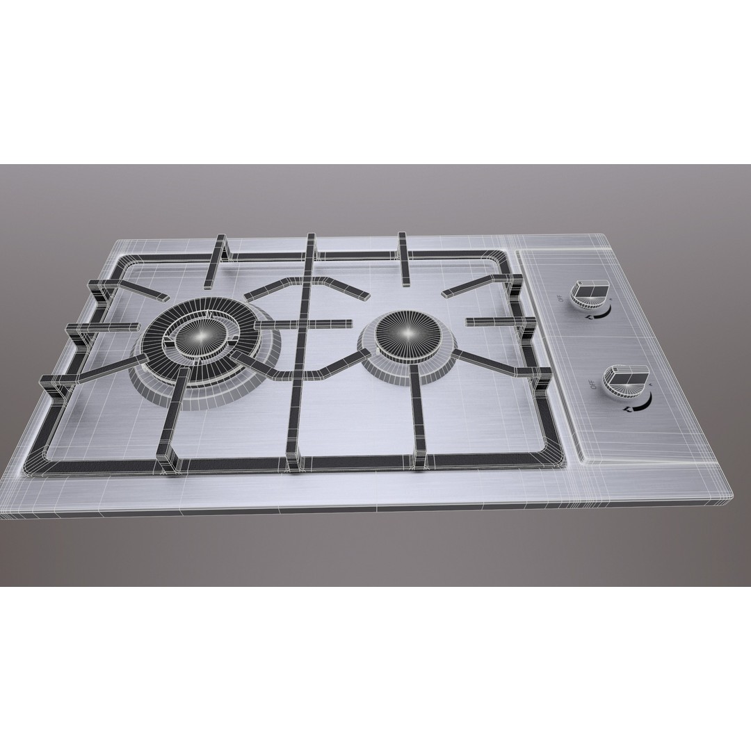 Realistic Cooktop 3D Model – Low Poly PBR Kitchen Stove, FBX/OBJ - View 6
