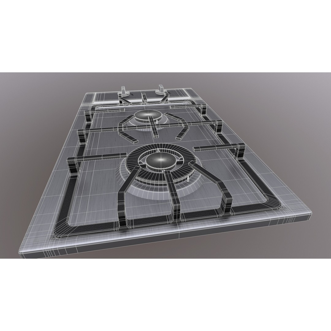 Realistic Cooktop 3D Model – Low Poly PBR Kitchen Stove, FBX/OBJ - View 7