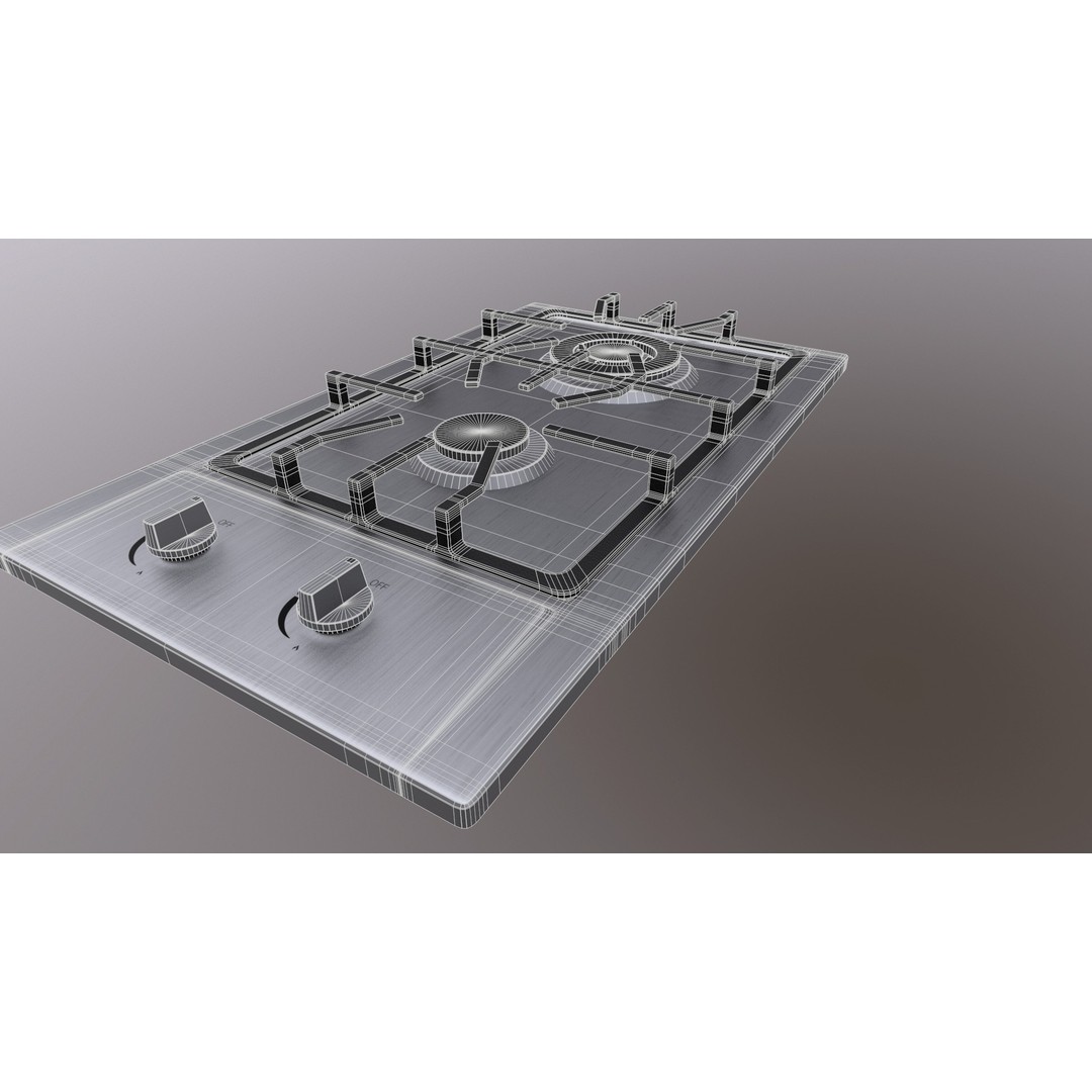 Realistic Cooktop 3D Model – Low Poly PBR Kitchen Stove, FBX/OBJ - View 8