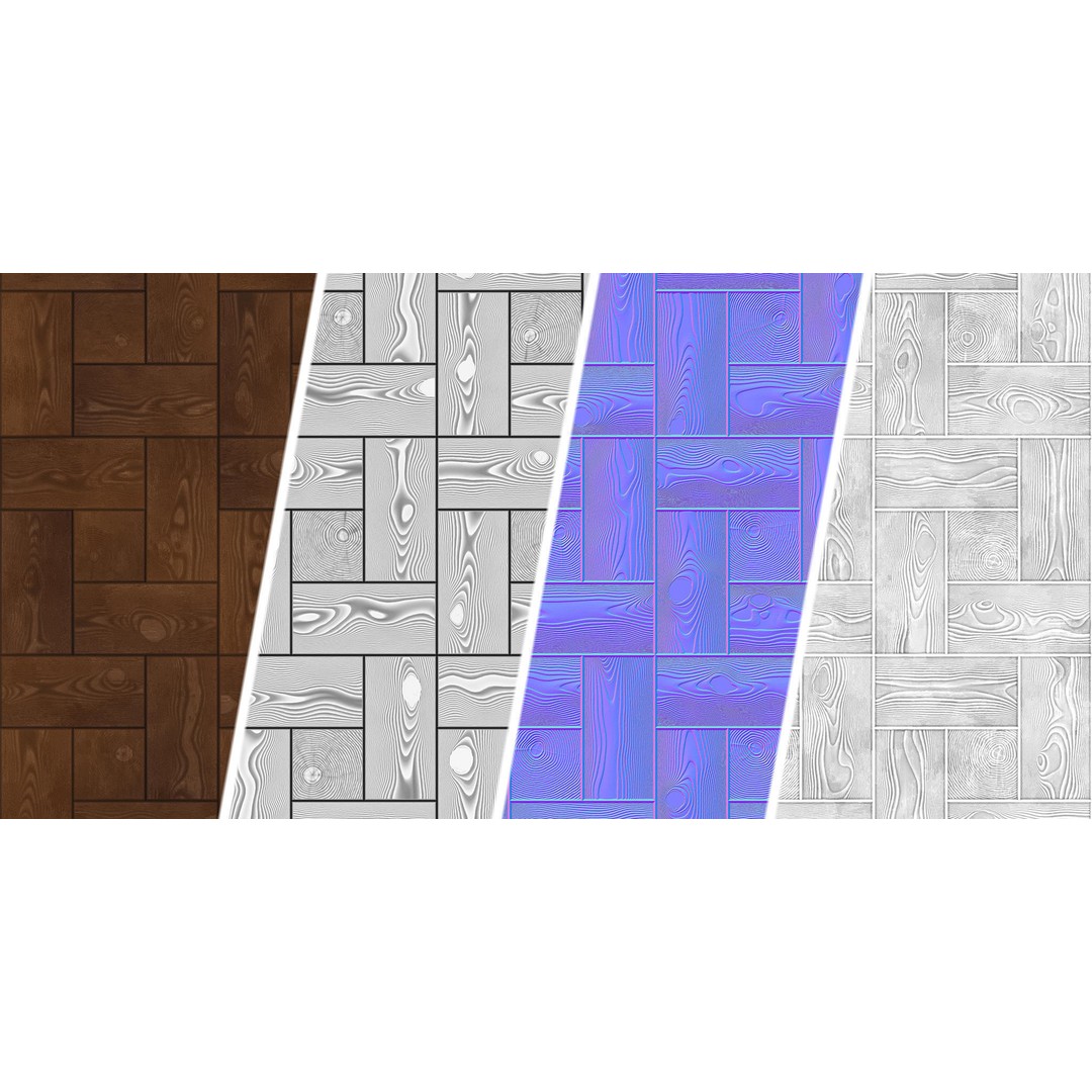 Wood Deck Tiles 3D Model – PBR Seamless Texture, FBX