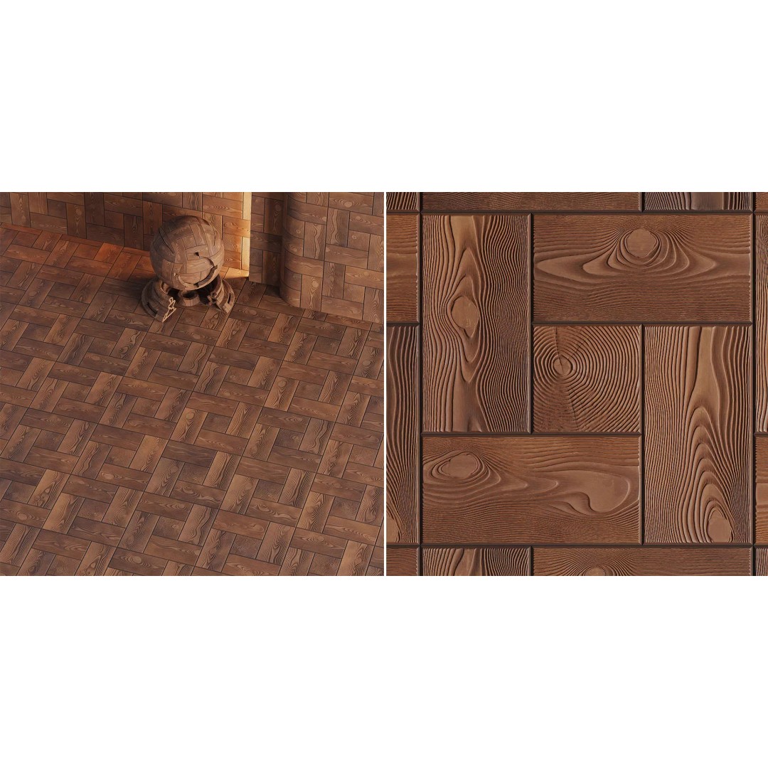 Wood Deck Tiles 3D Model – PBR Seamless Texture, FBX - View 2