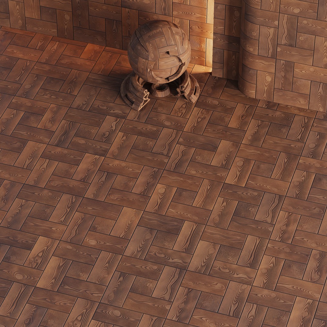 Wood Deck Tiles 3D Model – PBR Seamless Texture, FBX - View 3