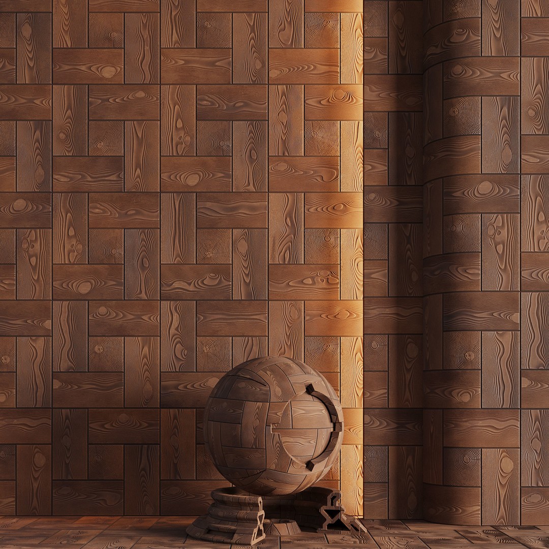 Wood Deck Tiles 3D Model – PBR Seamless Texture, FBX - View 4