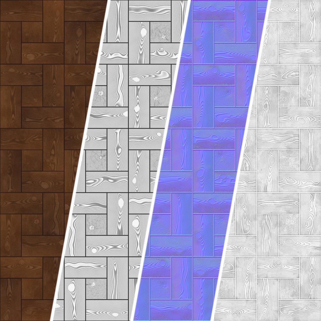 Wood Deck Tiles 3D Model – PBR Seamless Texture, FBX - View 6