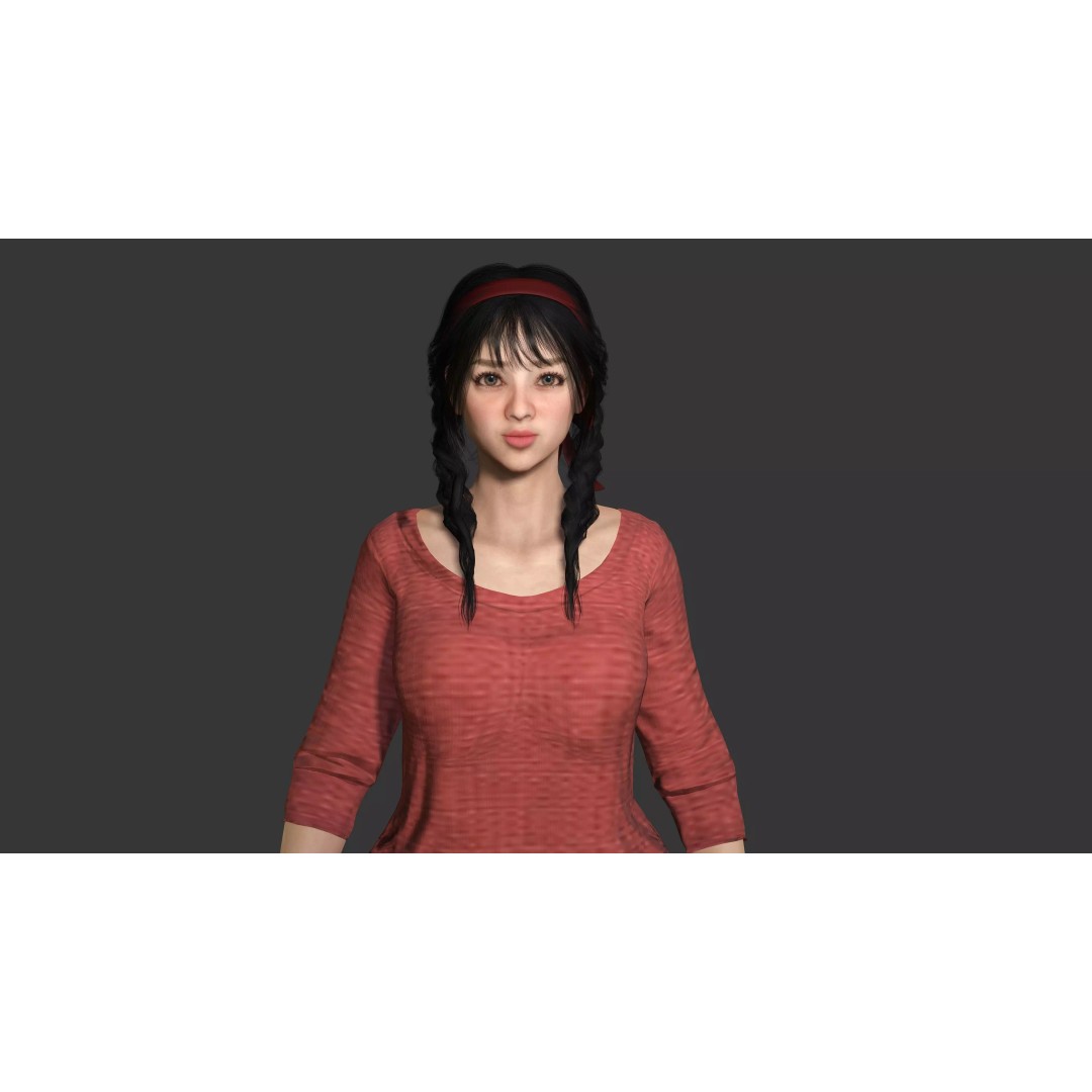 Realistic Female NPC 3D Model – Rigged Low-Poly Character for Games - View 10