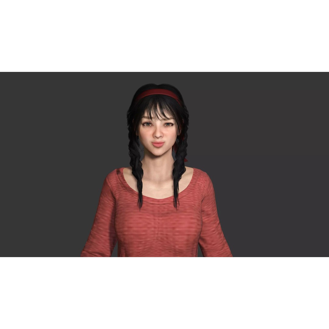 Realistic Female NPC 3D Model – Rigged Low-Poly Character for Games - View 13