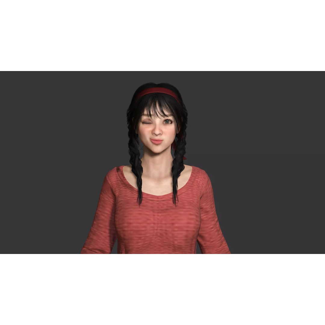 Realistic Female NPC 3D Model – Rigged Low-Poly Character for Games - View 14