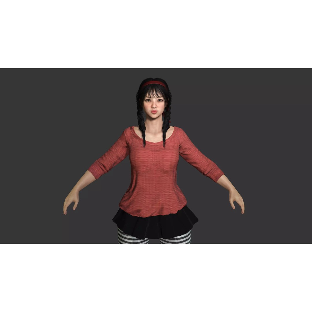 Realistic Female NPC 3D Model – Rigged Low-Poly Character for Games - View 16