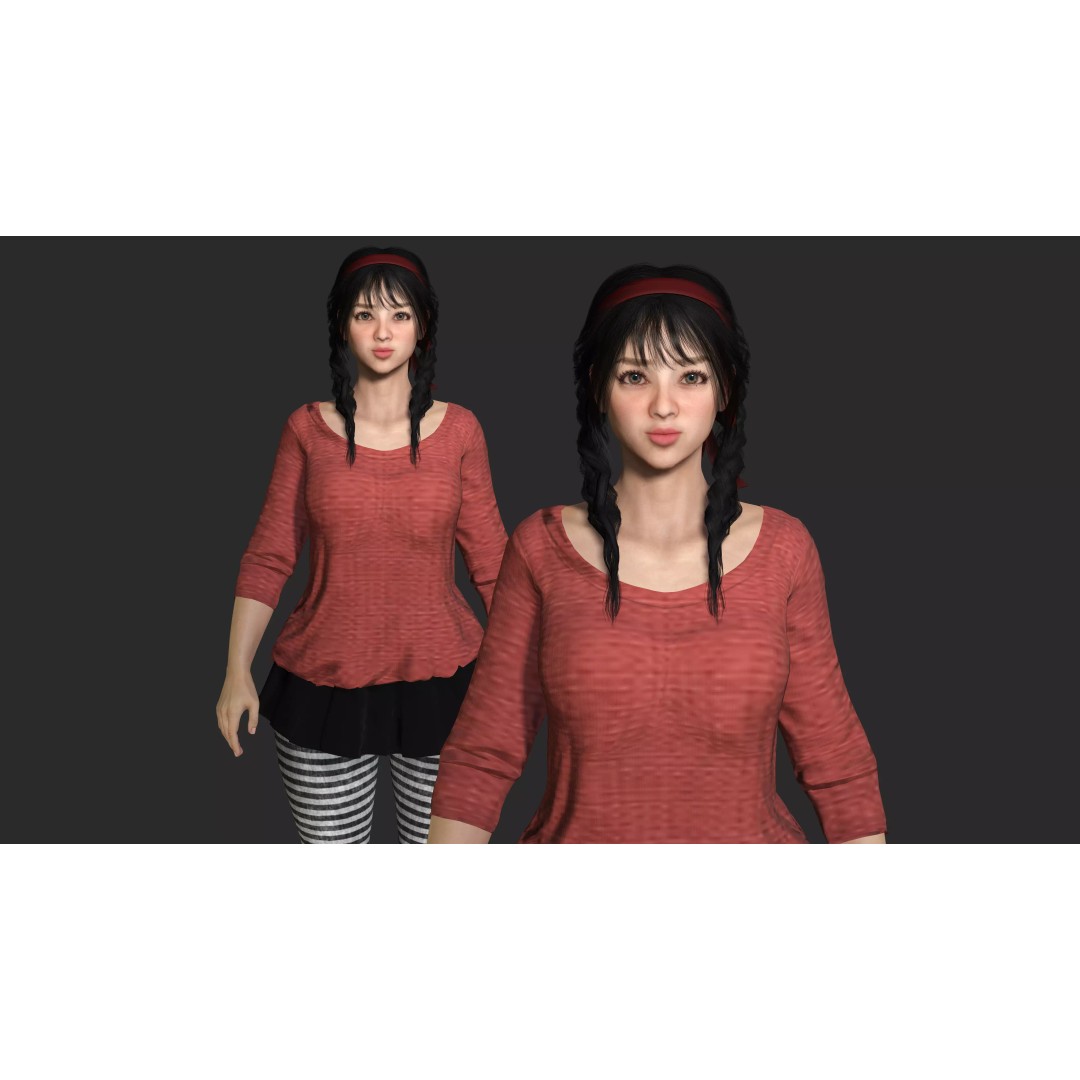 Realistic Female NPC 3D Model – Rigged Low-Poly Character for Games - View 2