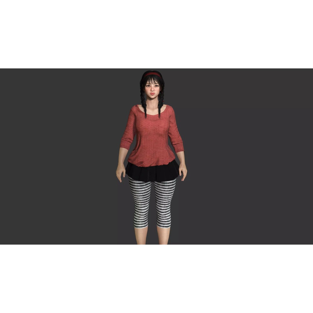 Realistic Female NPC 3D Model – Rigged Low-Poly Character for Games - View 5