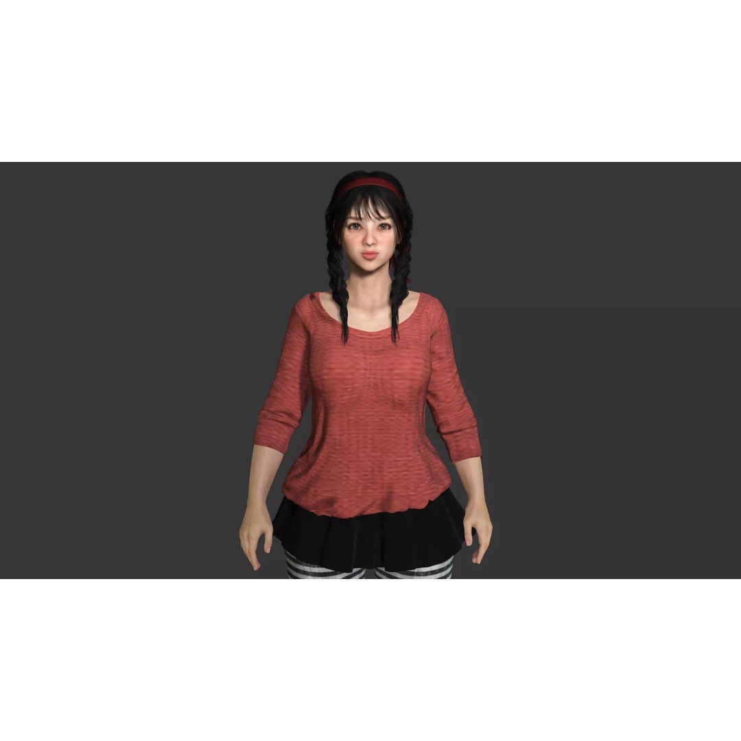 Realistic Female NPC 3D Model – Rigged Low-Poly Character for Games - View 8