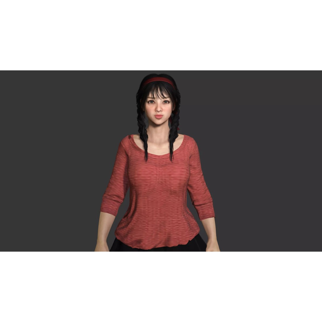 Realistic Female NPC 3D Model – Rigged Low-Poly Character for Games - View 9