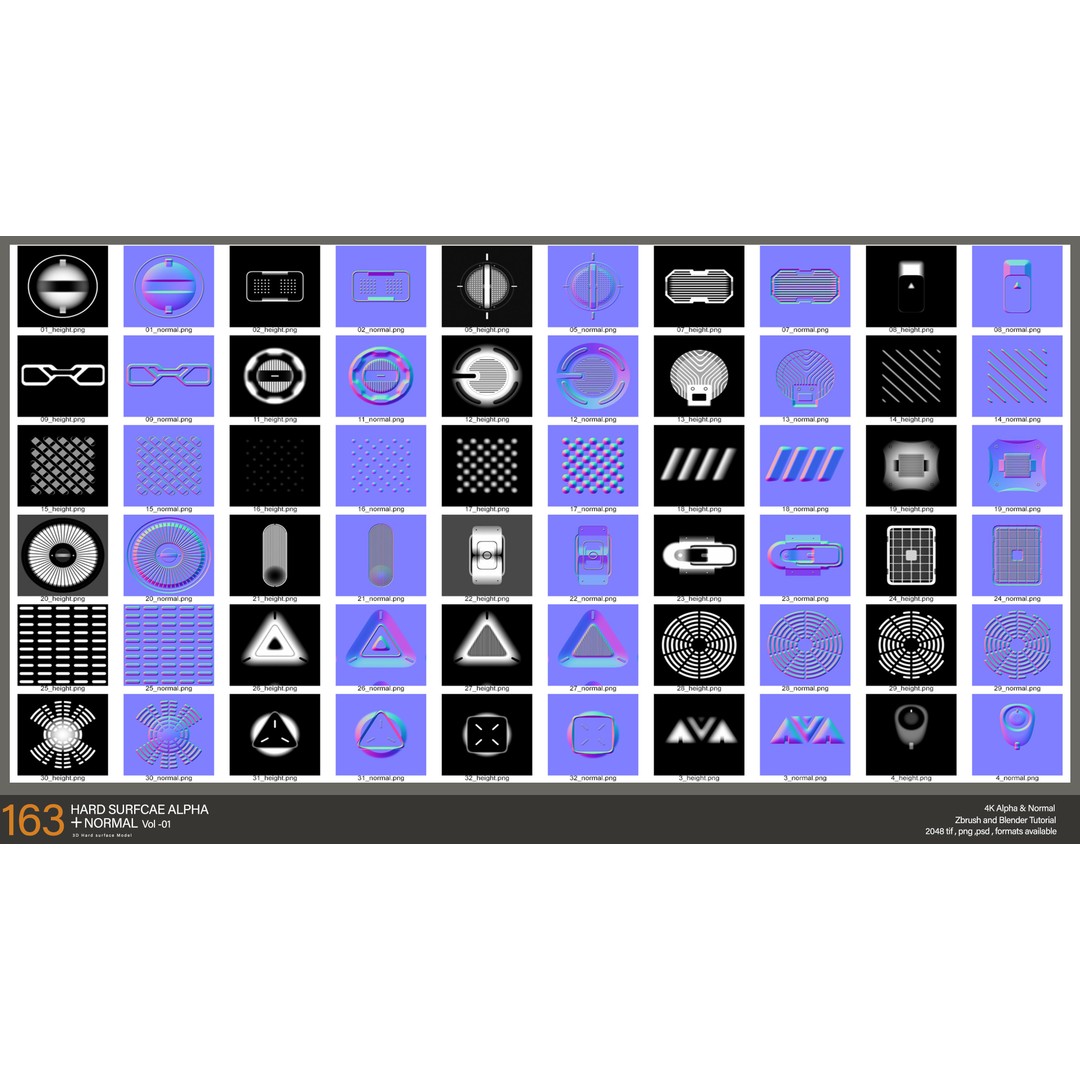 Hard-Surface Alphas 3D Model – High-Quality Texture Set, PNG/TIFF/PSD - View 4