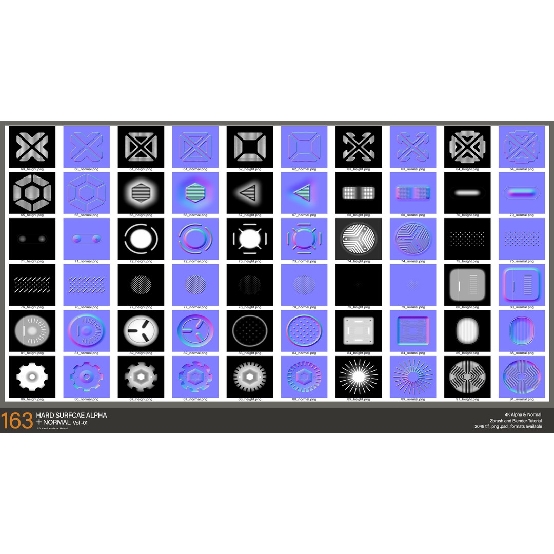 Hard-Surface Alphas 3D Model – High-Quality Texture Set, PNG/TIFF/PSD - View 6