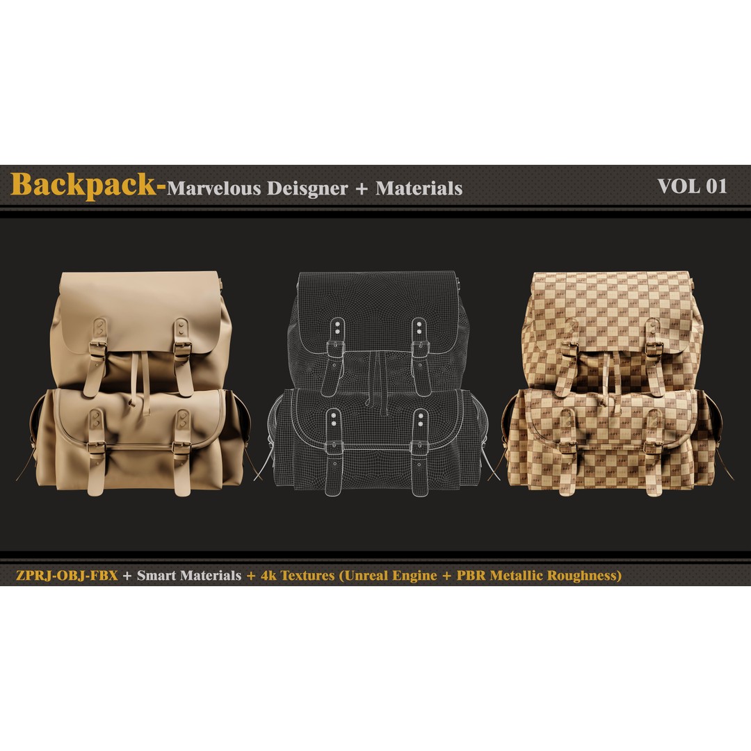 Backpack 3D Model – PBR Textures, Game-Ready, FBX & OBJ