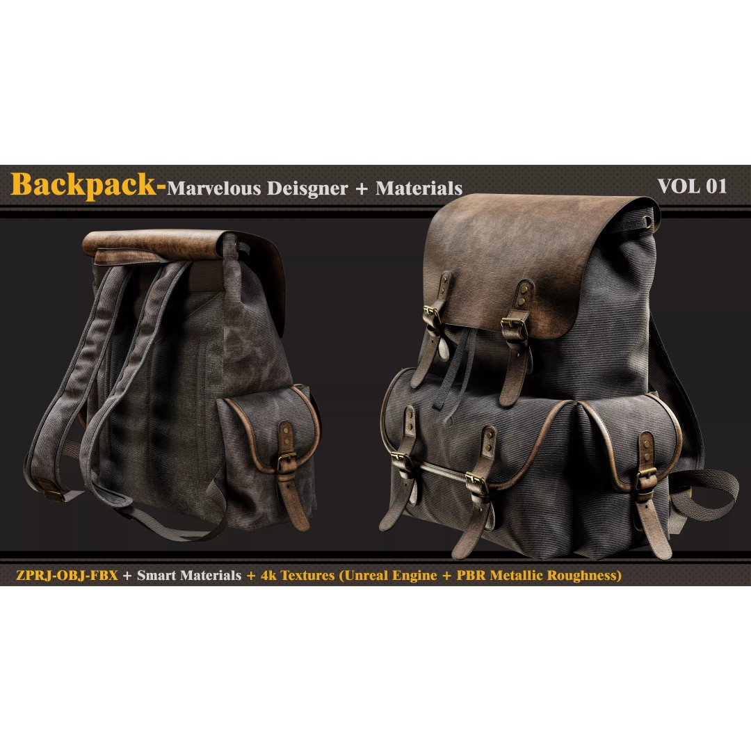 Backpack 3D Model – PBR Textures, Game-Ready, FBX & OBJ - View 2