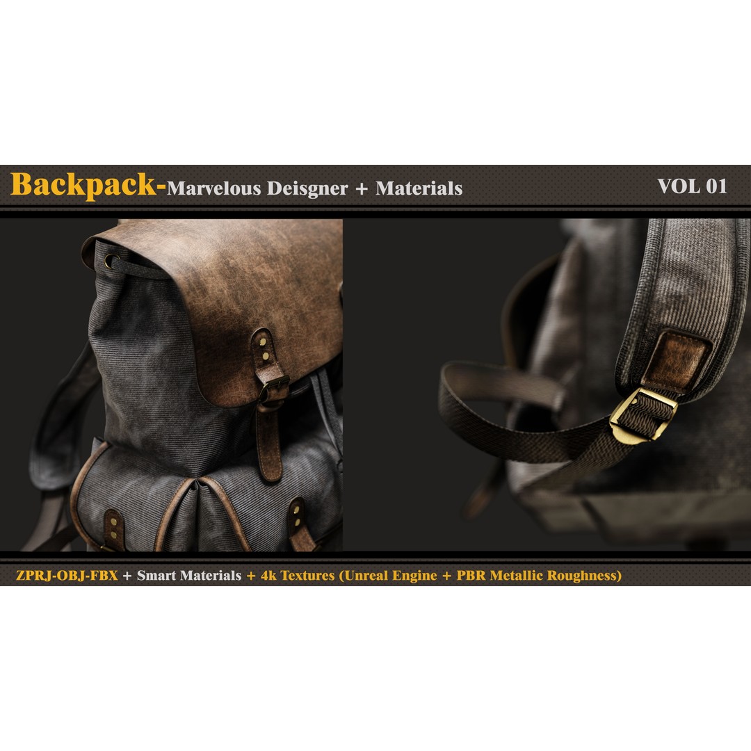 Backpack 3D Model – PBR Textures, Game-Ready, FBX & OBJ - View 4
