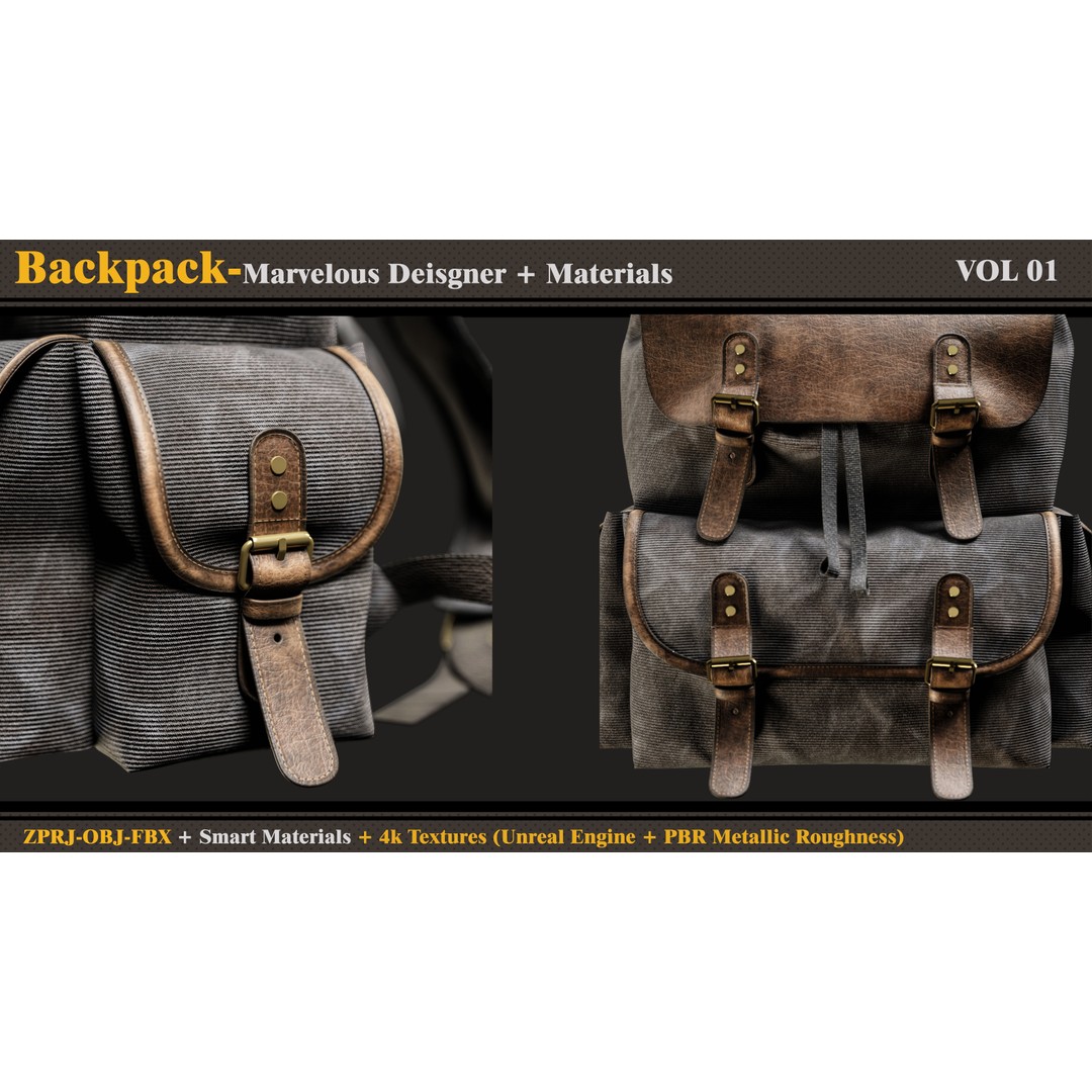 Backpack 3D Model – PBR Textures, Game-Ready, FBX & OBJ - View 5