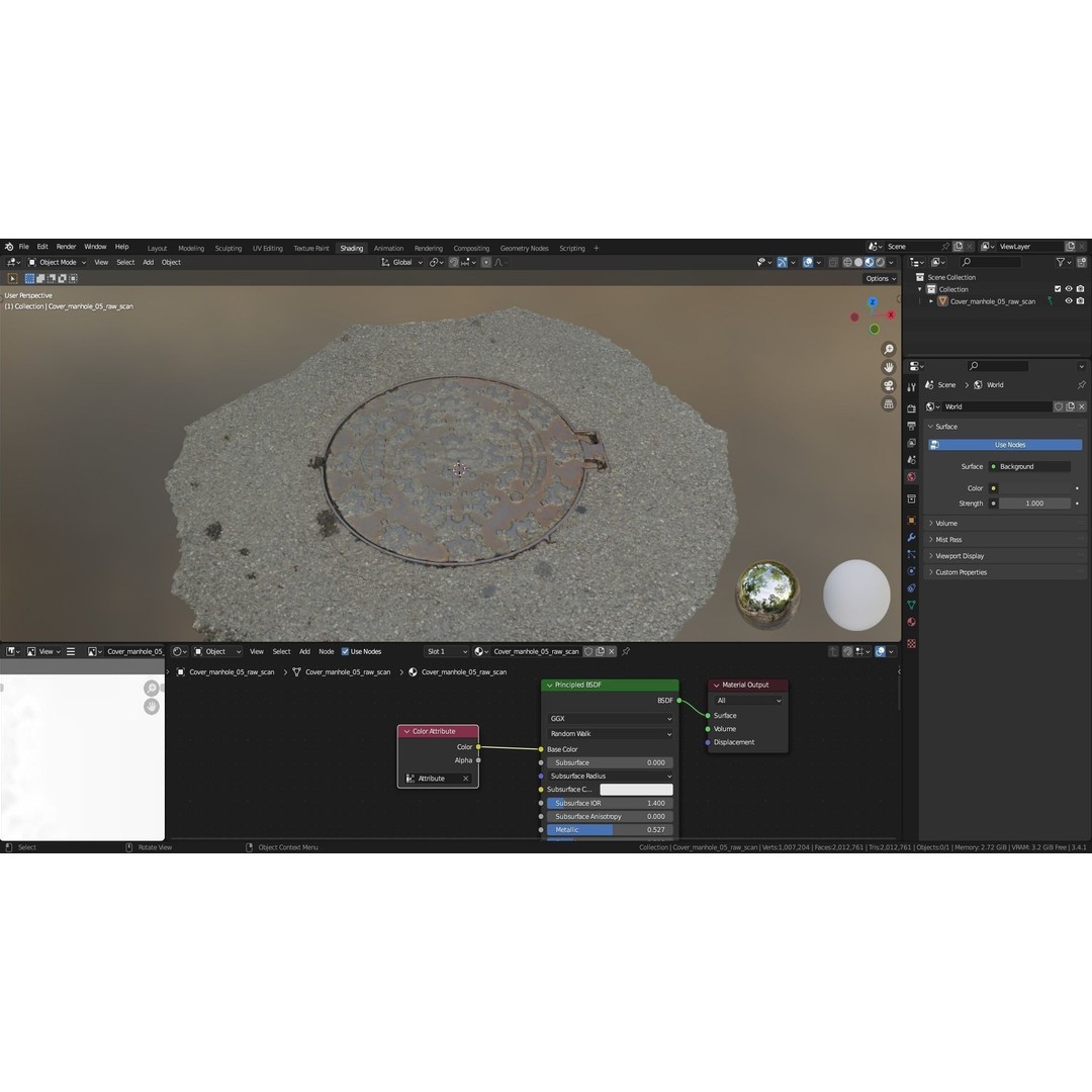 Photorealistic Manhole Cover 3D Model – High Poly PBR Asset, FBX