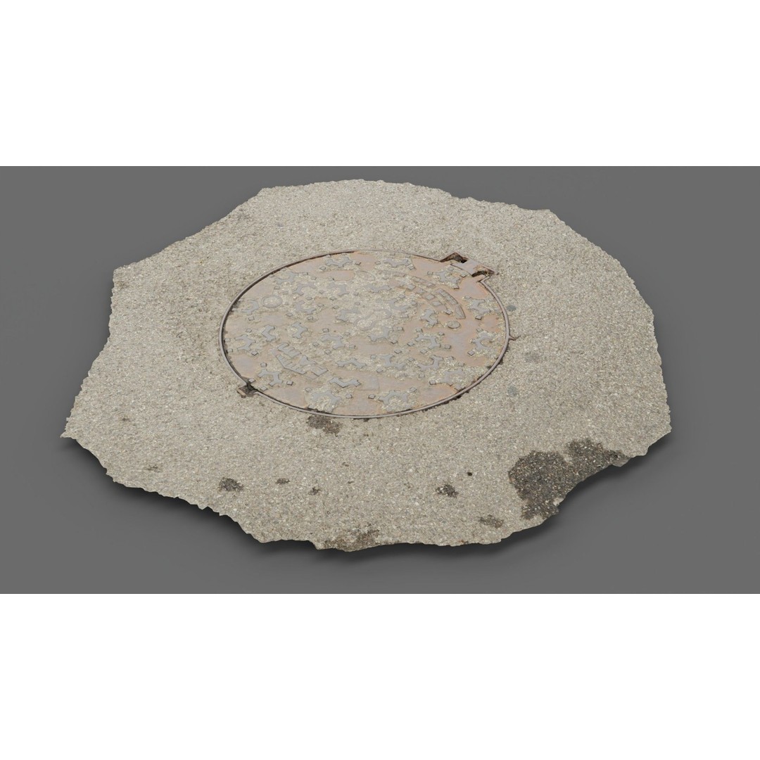 Photorealistic Manhole Cover 3D Model – High Poly PBR Asset, FBX - View 10