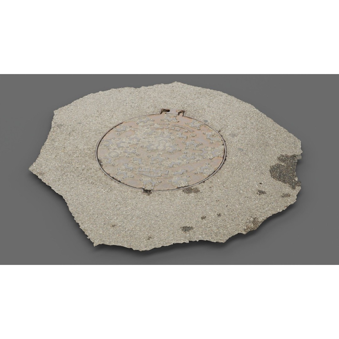 Photorealistic Manhole Cover 3D Model – High Poly PBR Asset, FBX - View 11