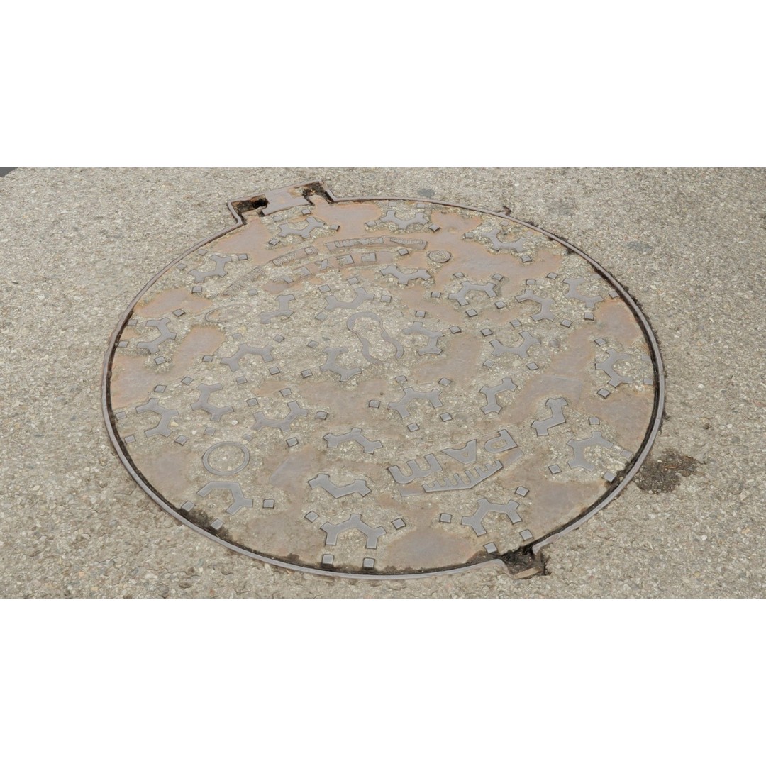 Photorealistic Manhole Cover 3D Model – High Poly PBR Asset, FBX - View 12