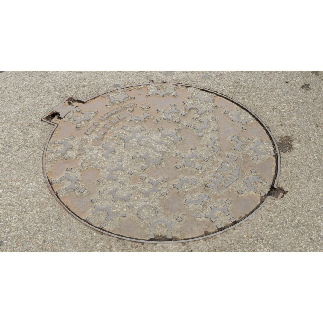 Photorealistic Manhole Cover 3D Model – High Poly PBR Asset, FBX - View 13