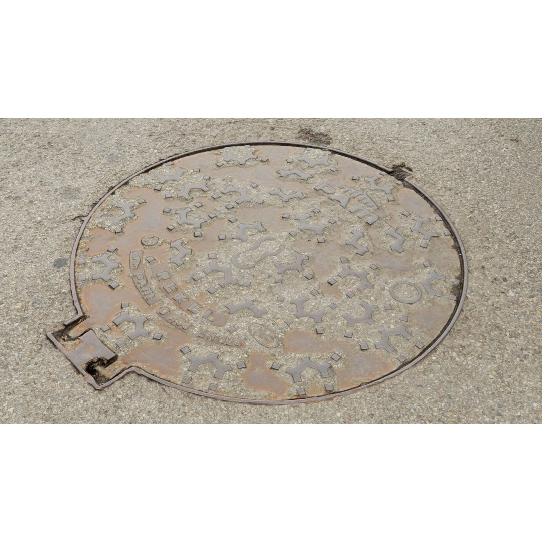 Photorealistic Manhole Cover 3D Model – High Poly PBR Asset, FBX - View 15