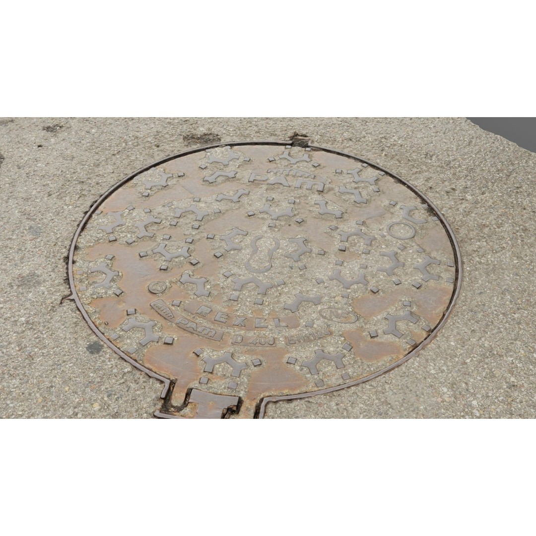 Photorealistic Manhole Cover 3D Model – High Poly PBR Asset, FBX - View 16